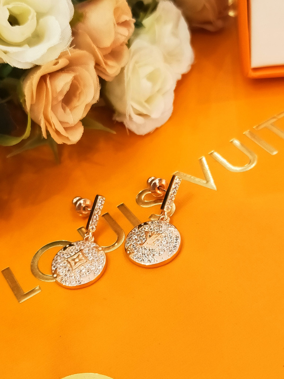 gold crystal clover Drop Earrings for women - alternate angle view 9