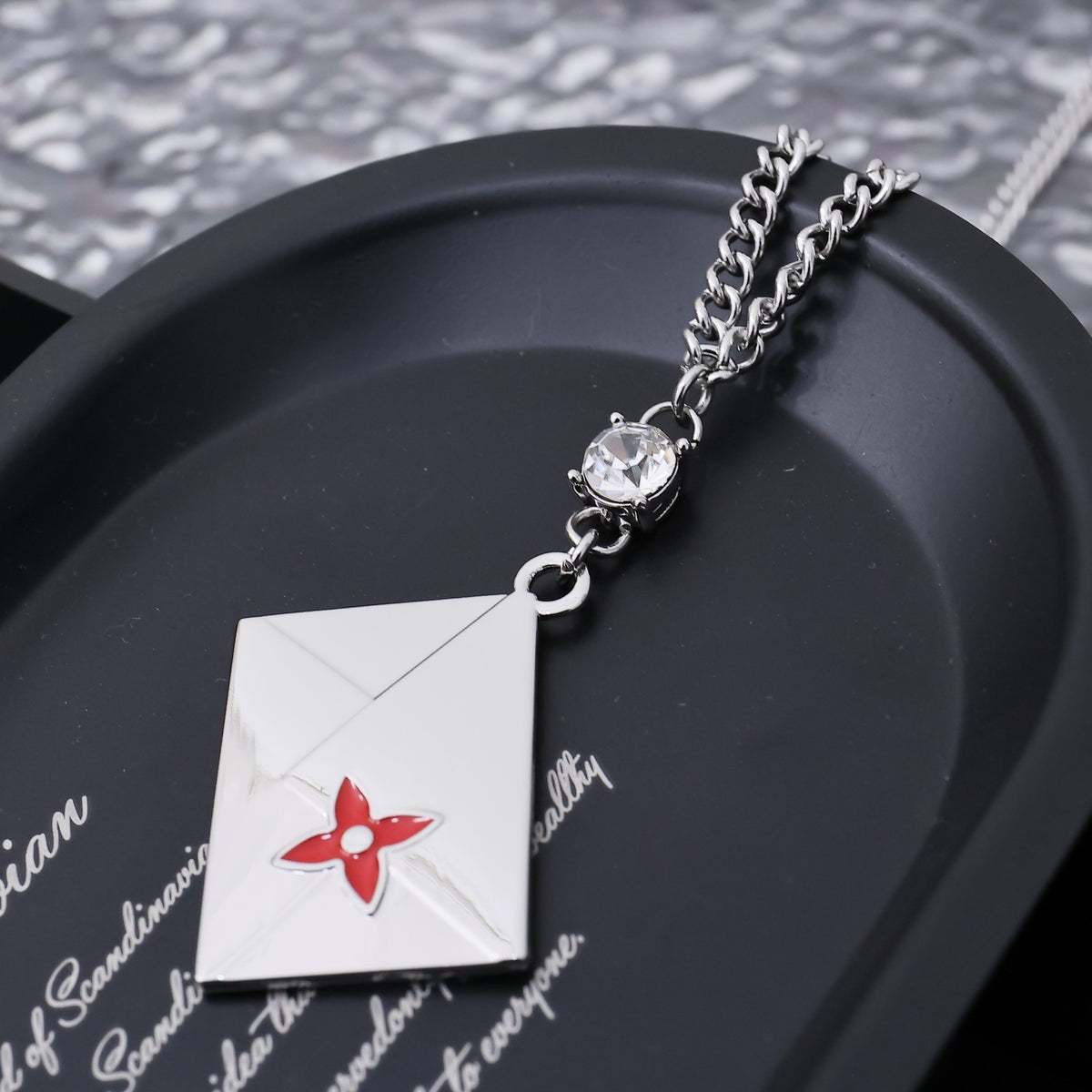 silver enamel floral Pendant for men - alternate angle view 9