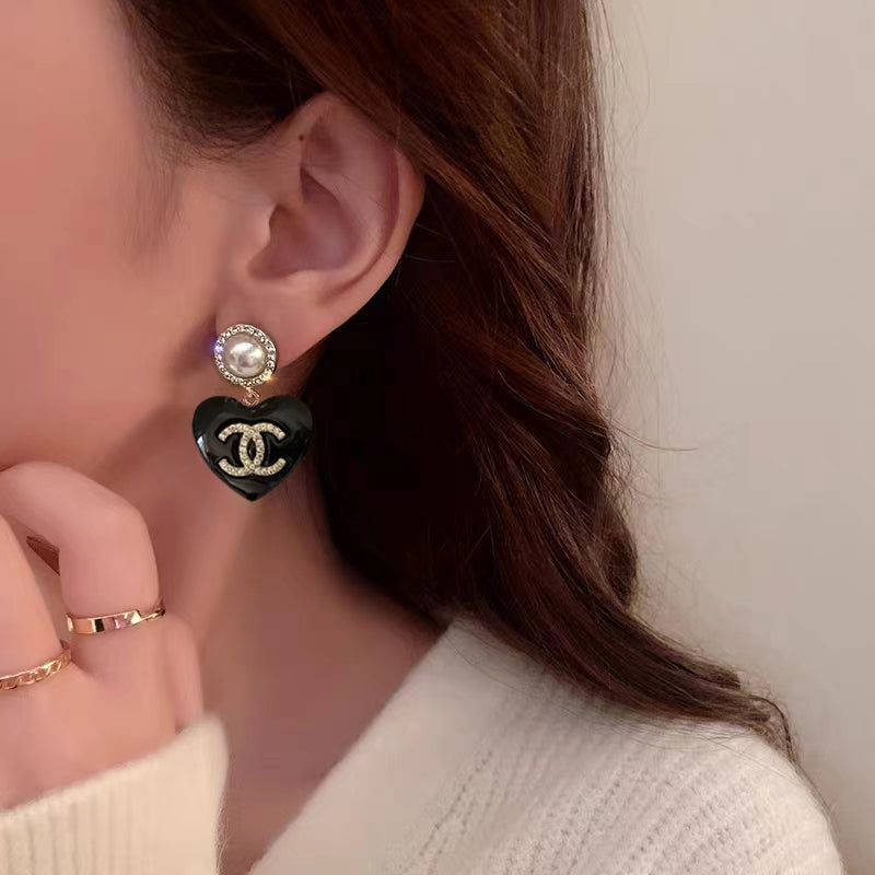 yellow 925 sterling silver heart Stud Earrings for women - alternate angle view 9