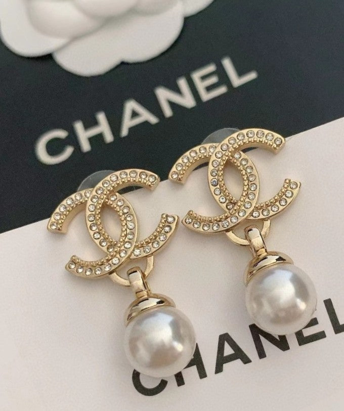 pearl letter Drop Earrings for women - alternate angle view 9