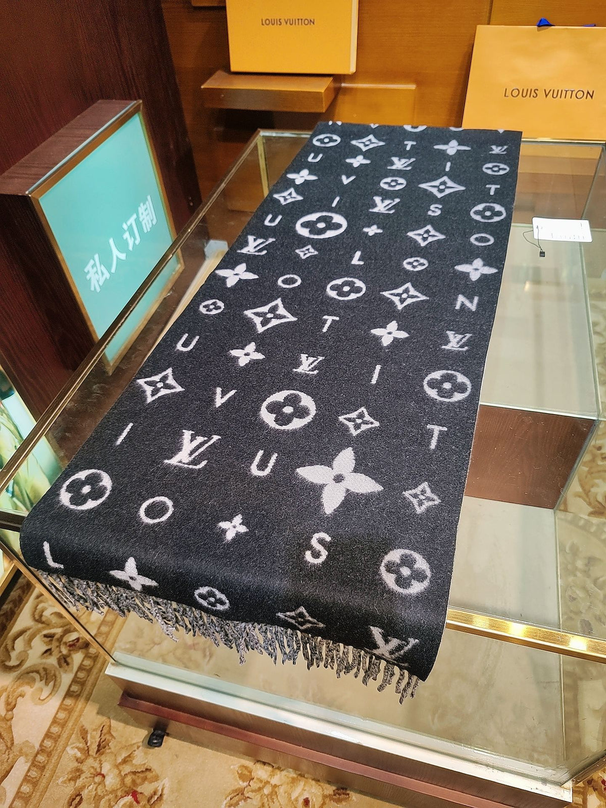 beige velvet floral Scarf for women - alternate angle view 9