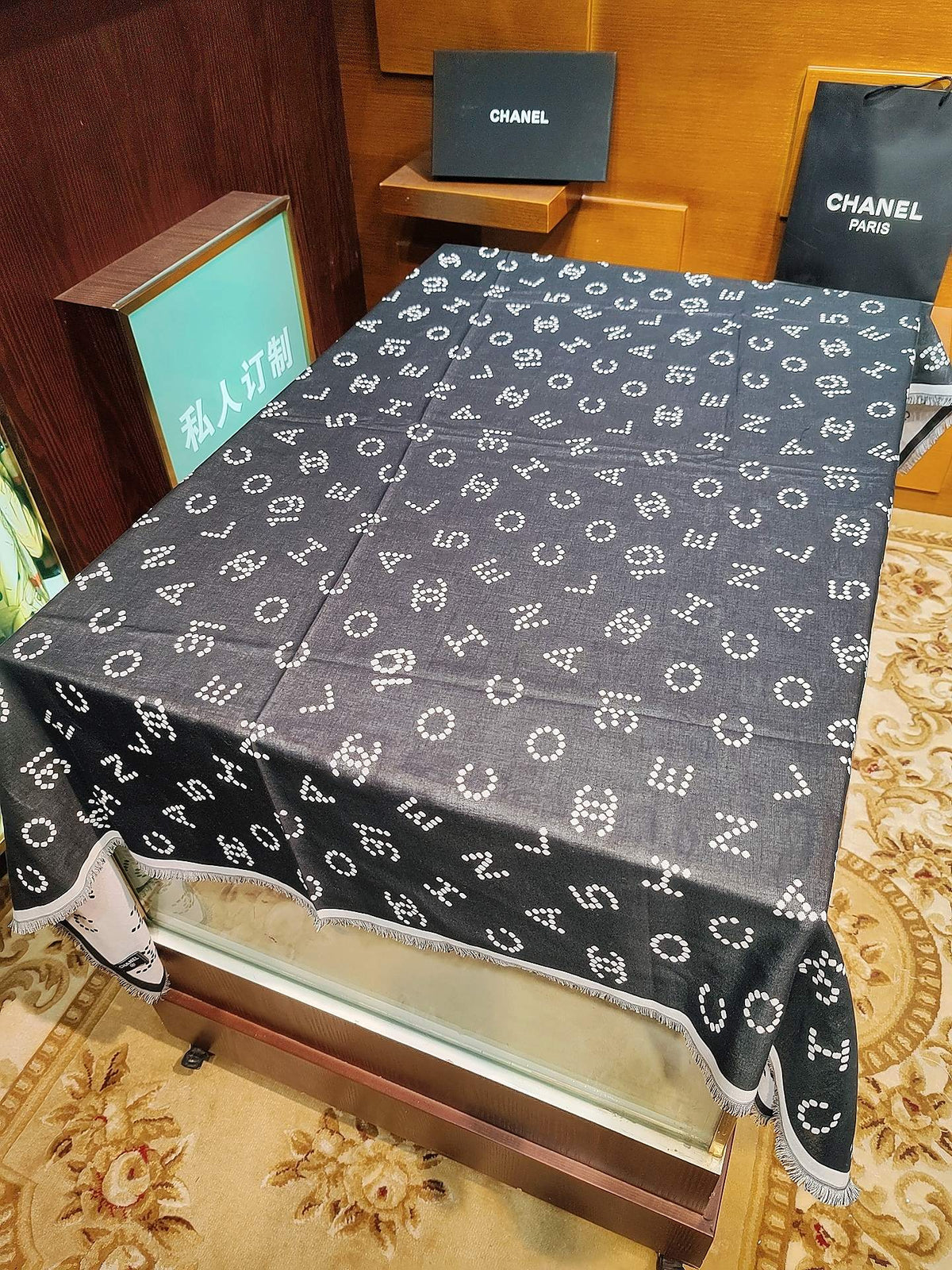 gray velvet floral Shawl for women - alternate angle view 9
