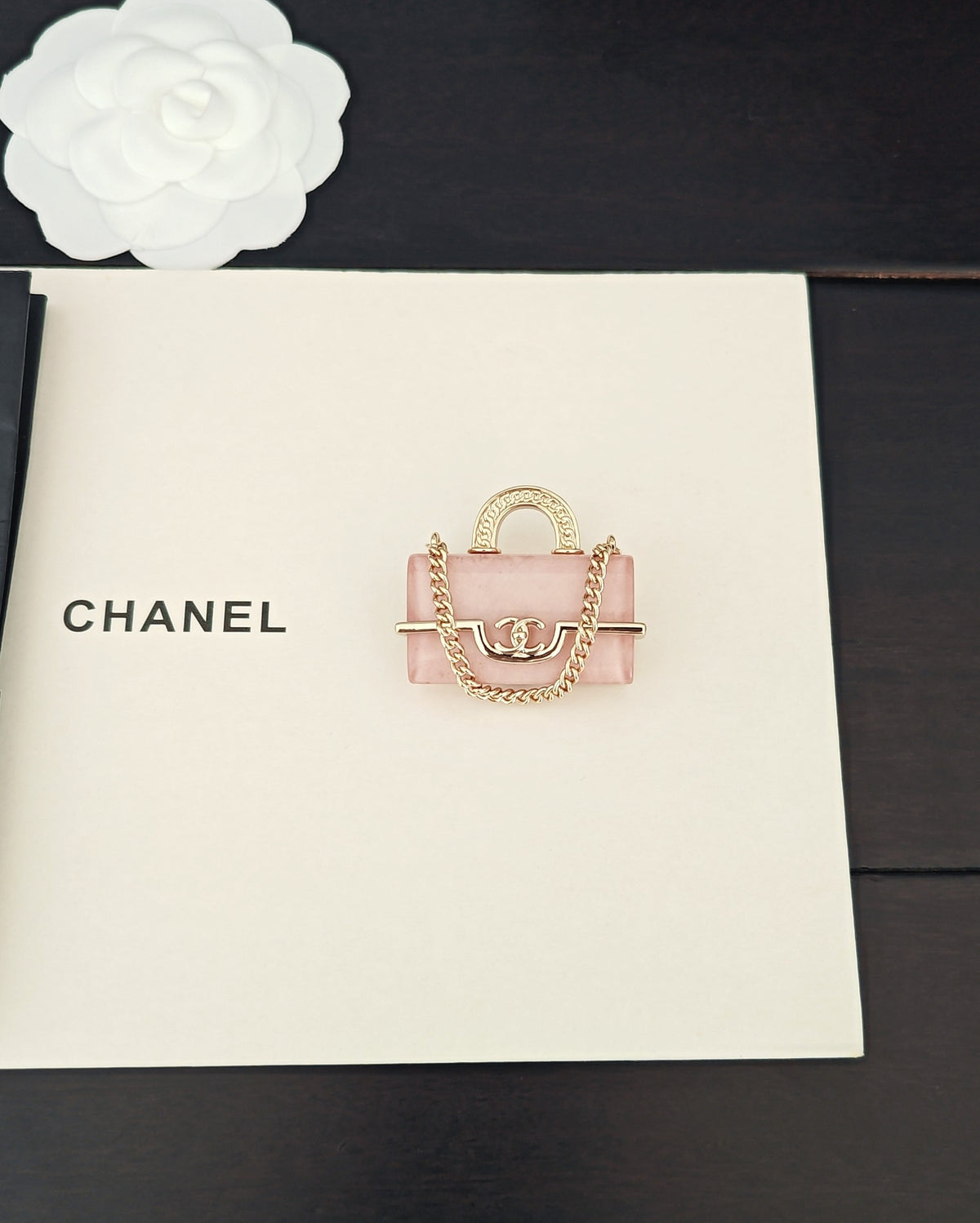 pink brass Brooch for women - alternate angle view 5