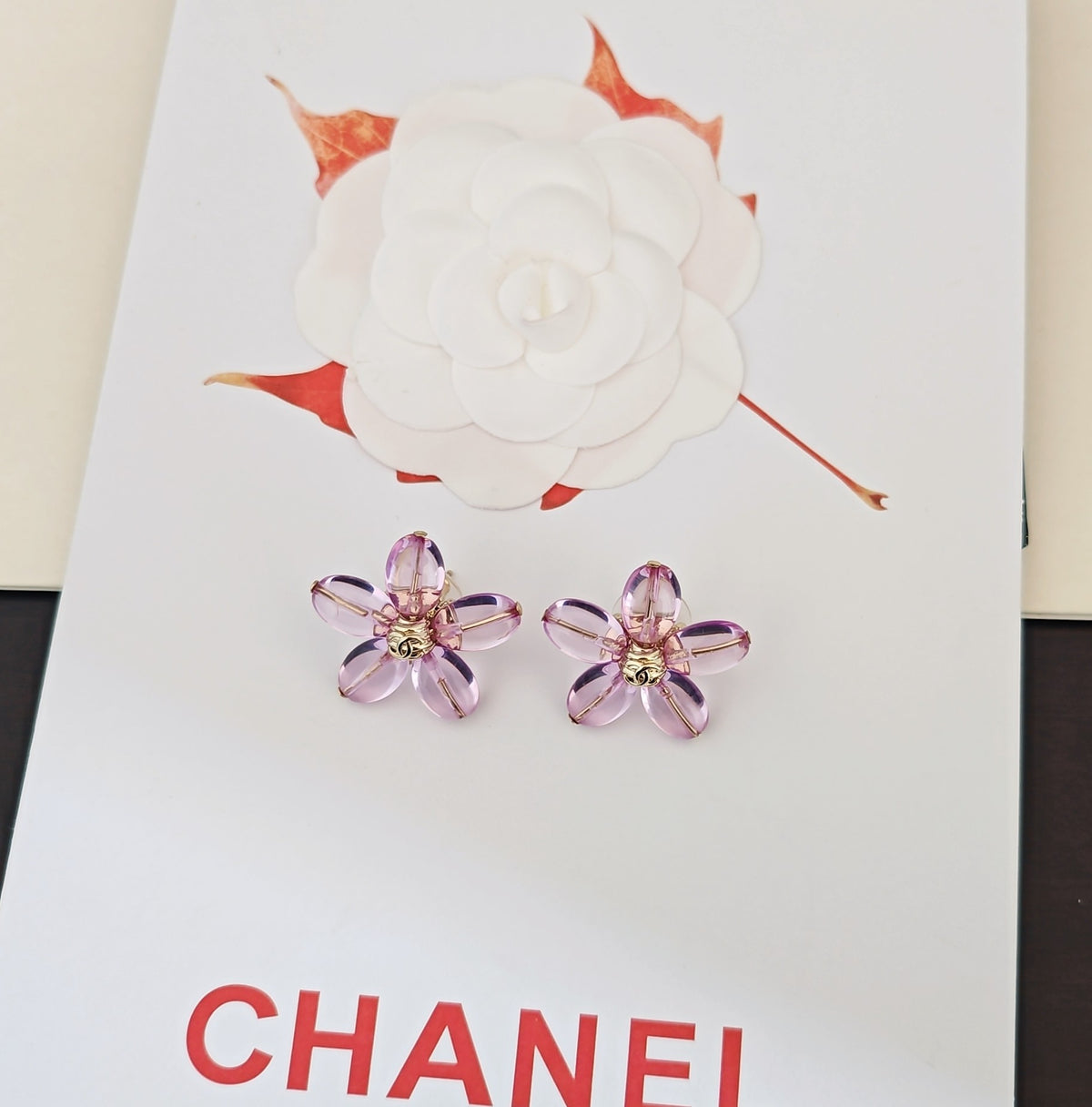 purple brass floral Stud Earrings for women - alternate angle view 5