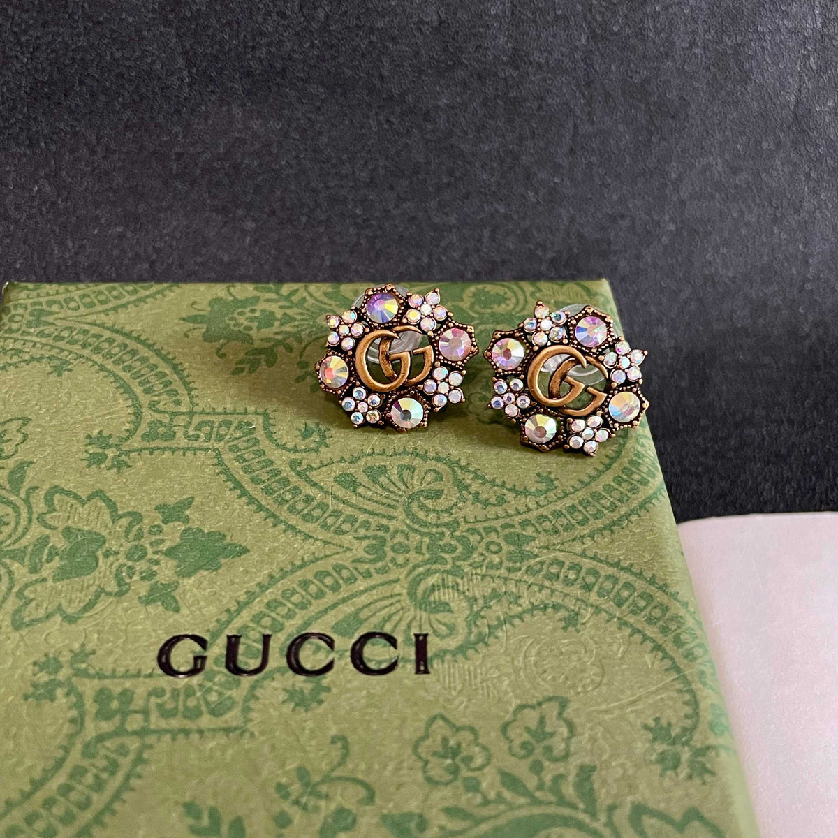yellow sterling silver double c Stud Earrings for women - alternate angle view 9