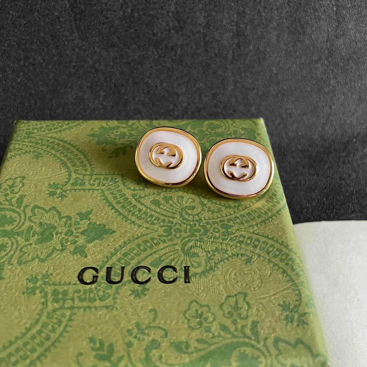 yellow sterling silver double c Stud Earrings for women - alternate angle view 9