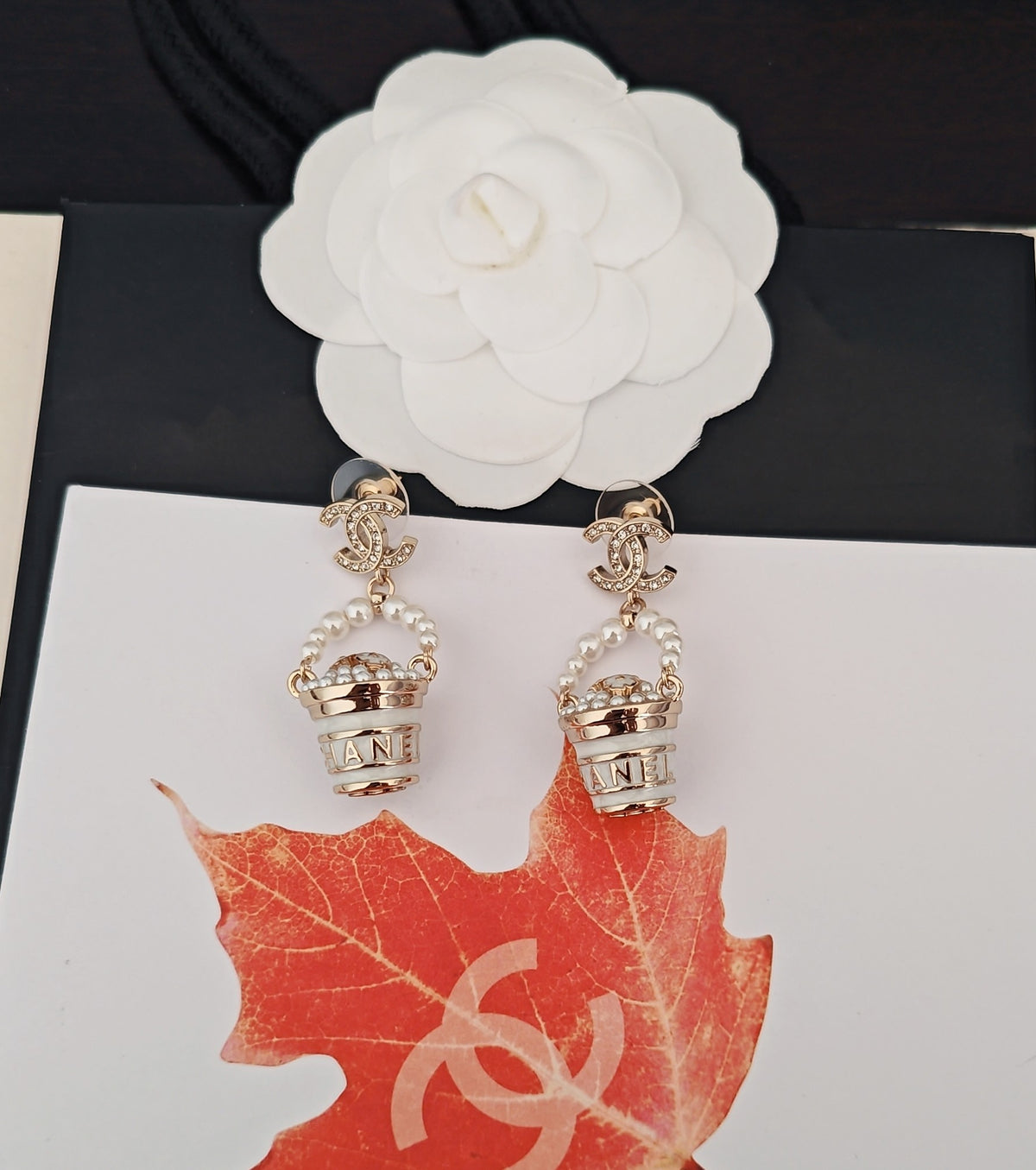 yellow brass floral Drop Earrings for women - alternate angle view 5