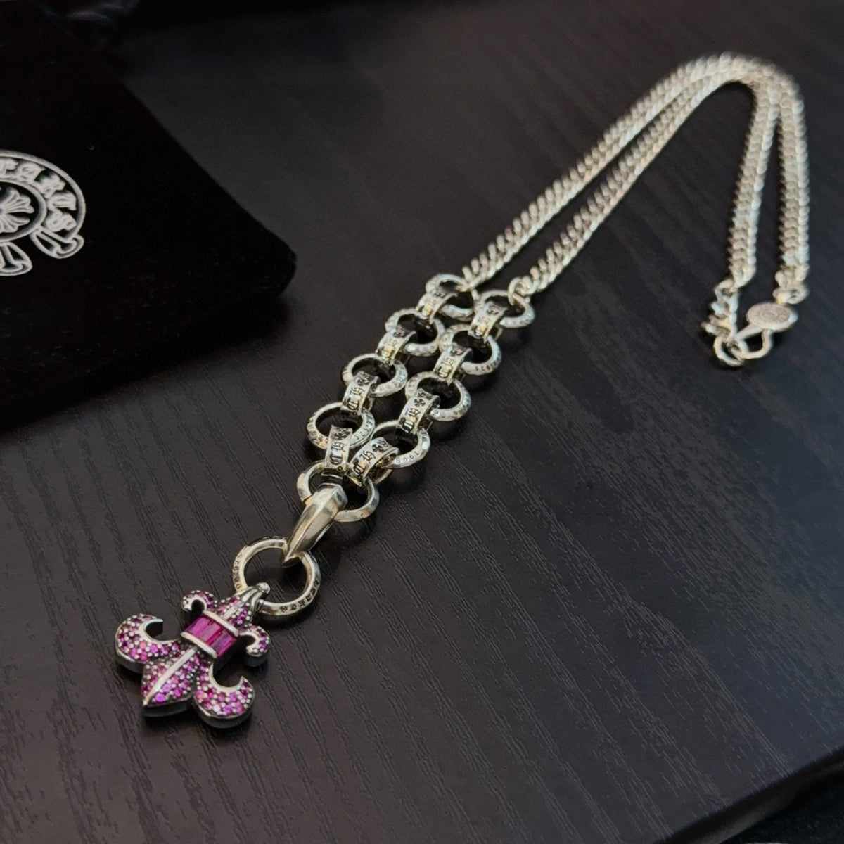 antique crystal cross Pendant for men - alternate angle view 9