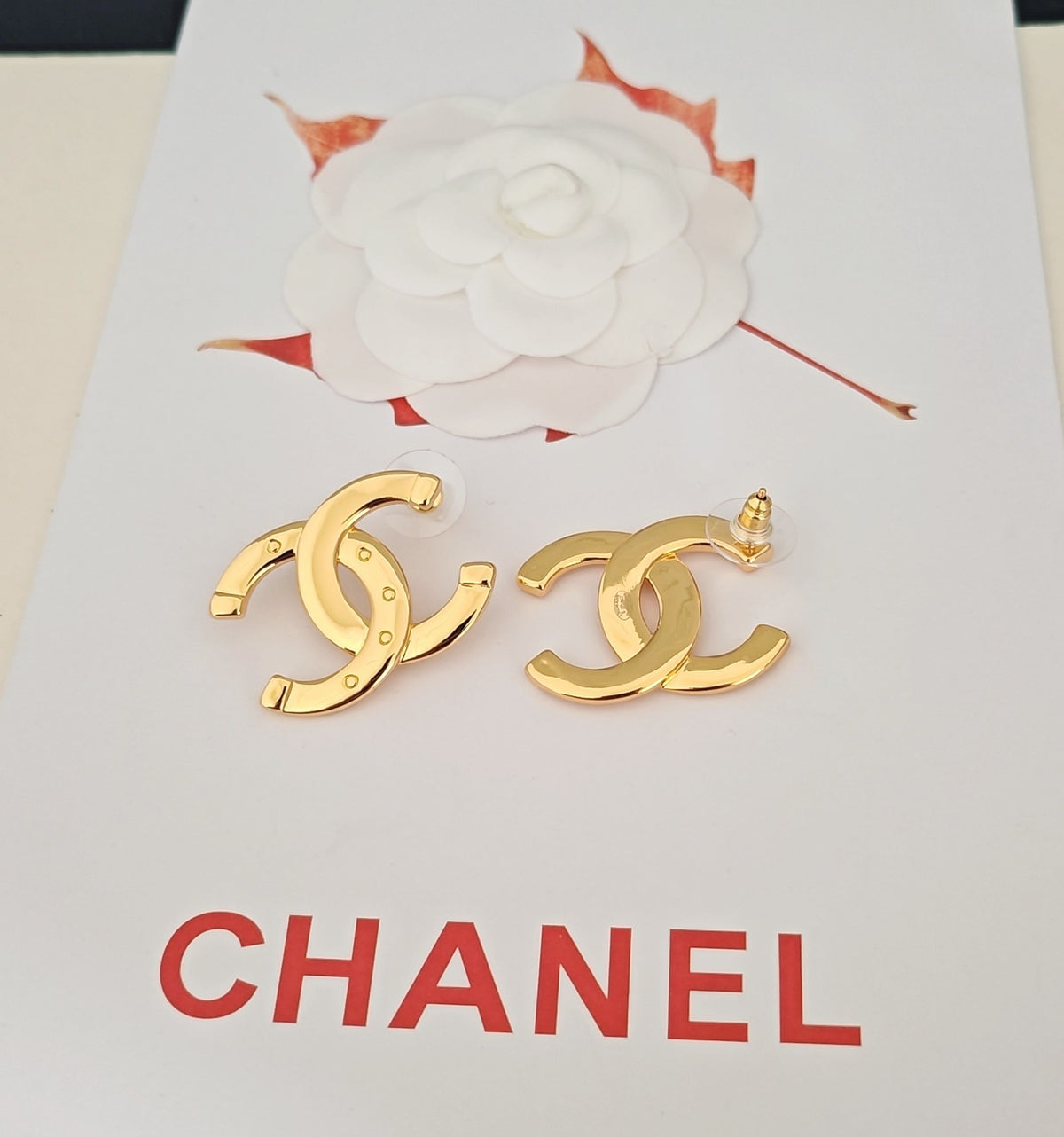 yellow brass Stud Earrings for women - alternate angle view 7