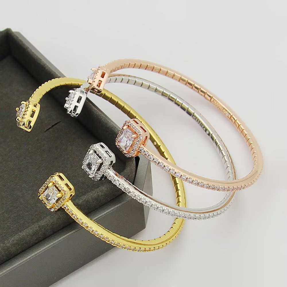 rose gold crystal rose Bangle for women - alternate angle view 9