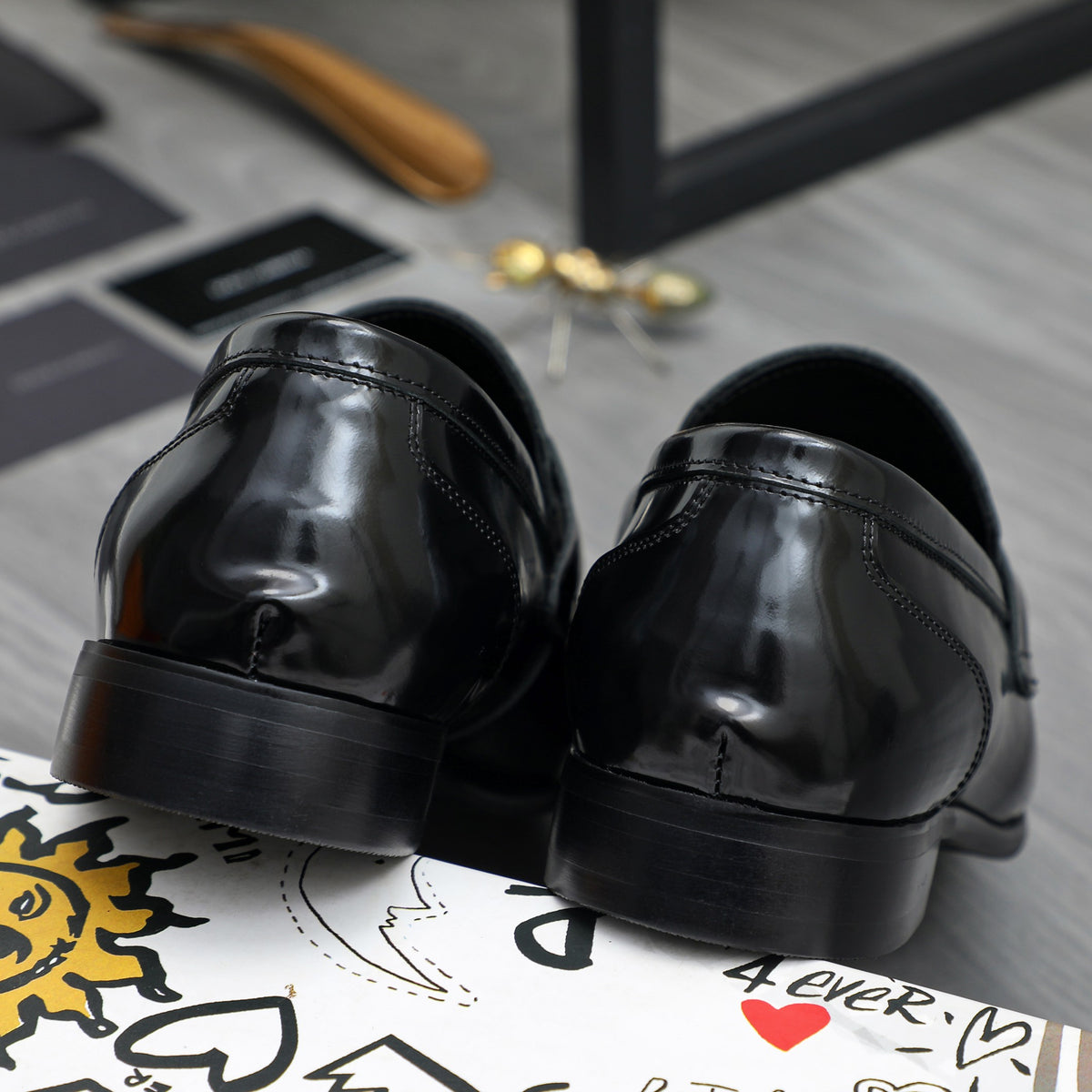Dolce & Gabbana DG Men's Business Slip-On Dress Shoes with Metal Buckle