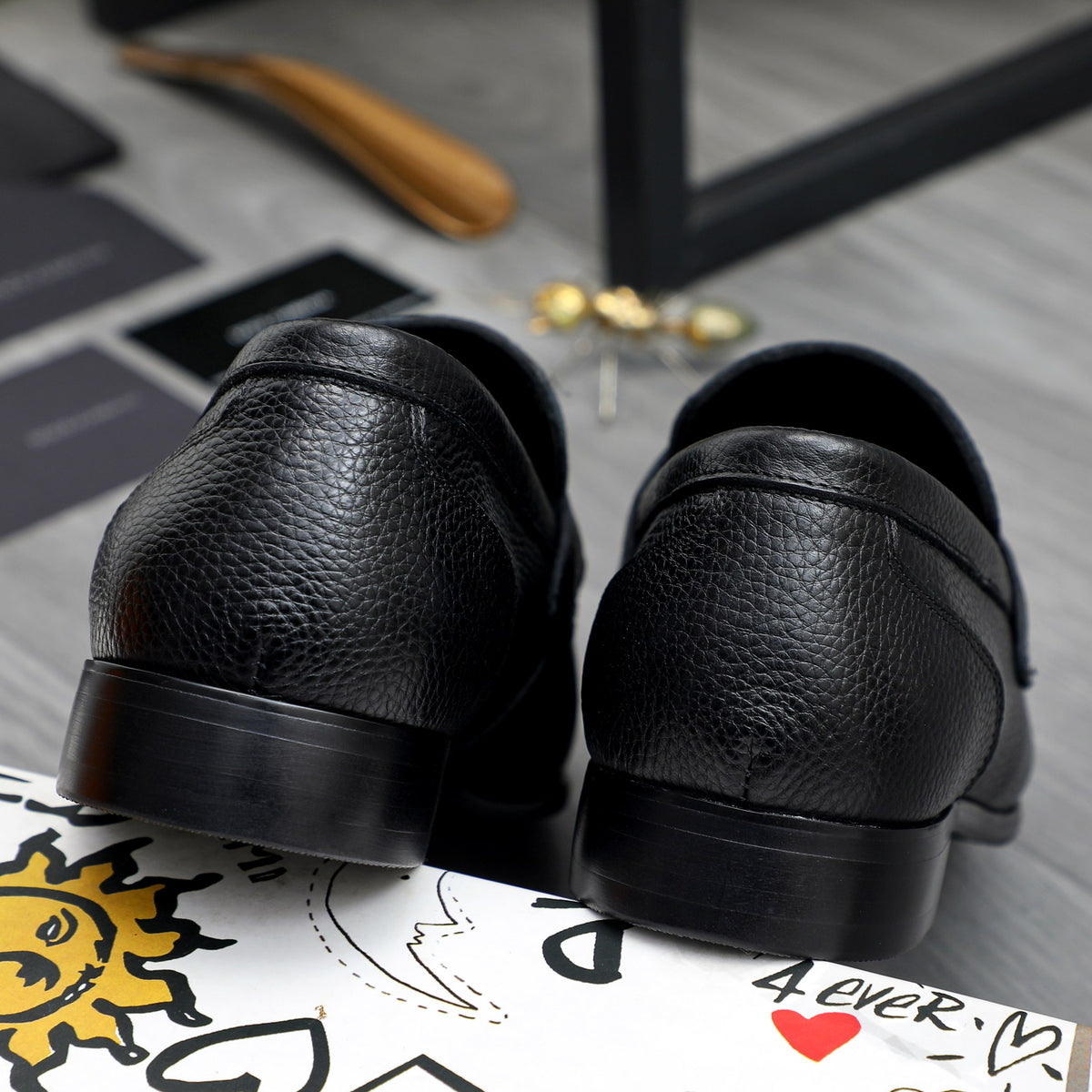 Dolce & Gabbana DG Men's Business Slip-On Dress Shoes with Metal Buckle
