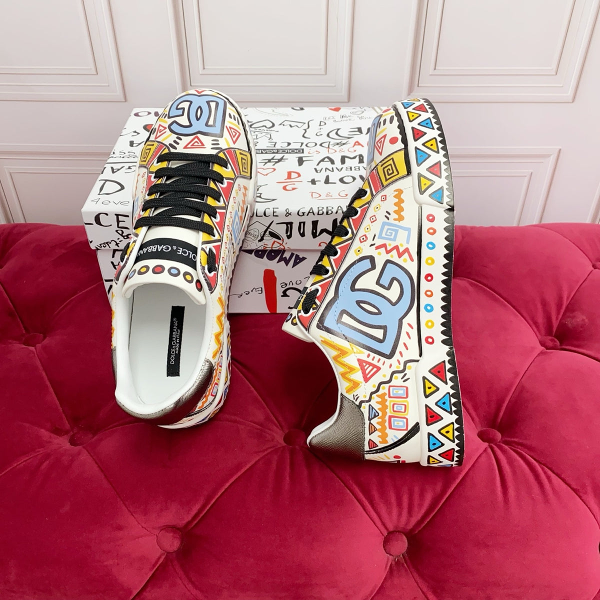 Dolce & Gabbana DG Heavy-Craft Calfskin Sneakers with 5D Accents