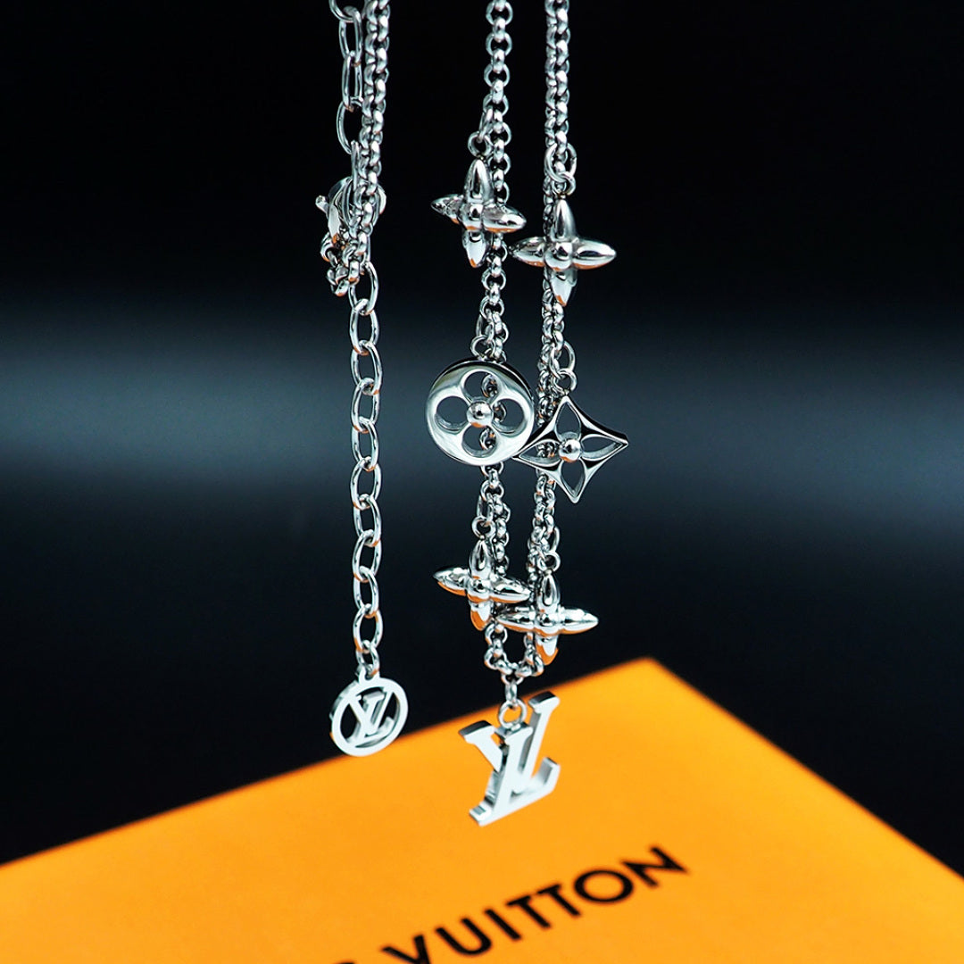 silver metal floral Necklace for women - alternate angle view 12