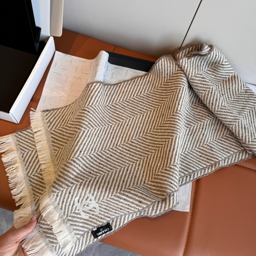 beige leather luxury Scarf for women - alternate angle view 8