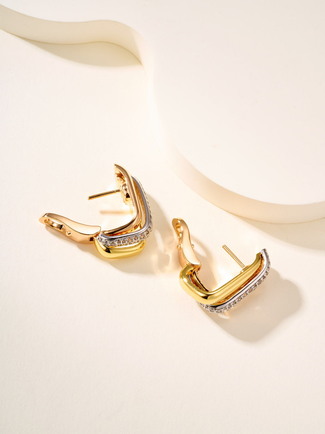 tricolor crystal crystal inlaid Drop Earrings for women - alternate angle view 9