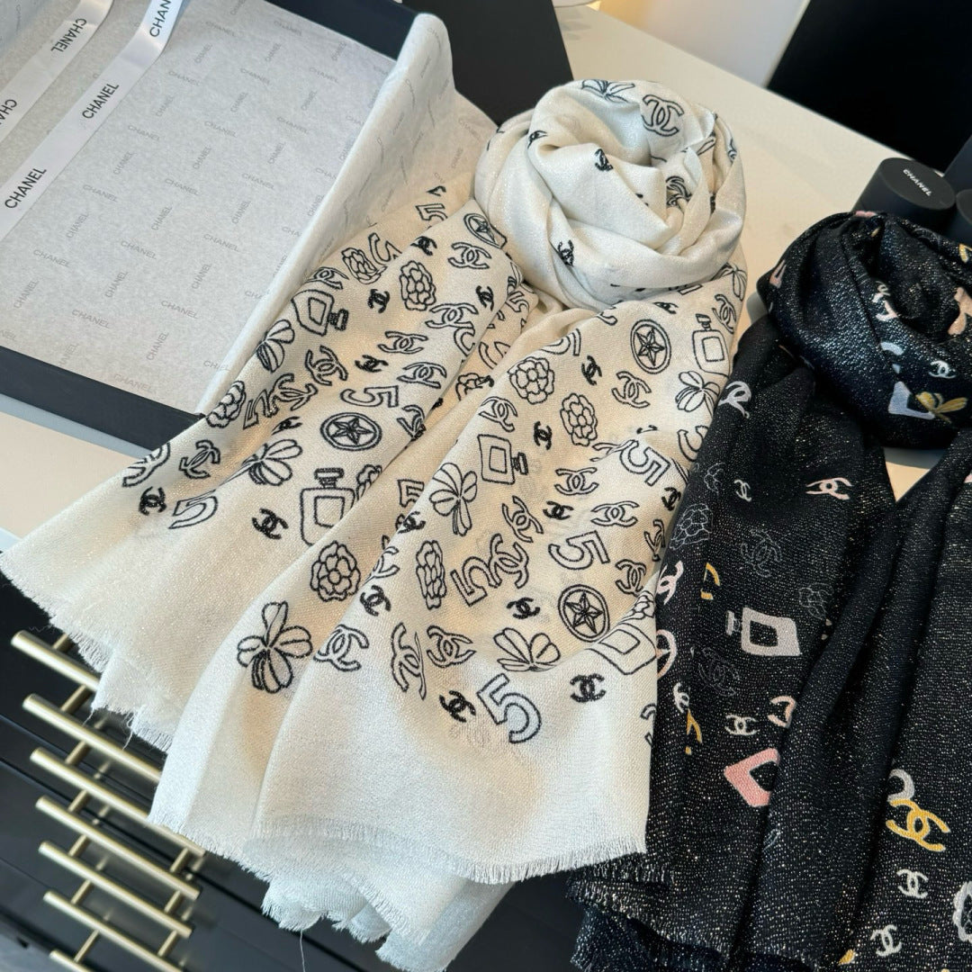 white velvet inlaid Shawl for women - alternate angle view 9