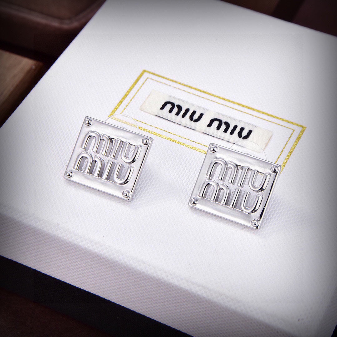 yellow brass letter Stud Earrings for women - alternate angle view 5