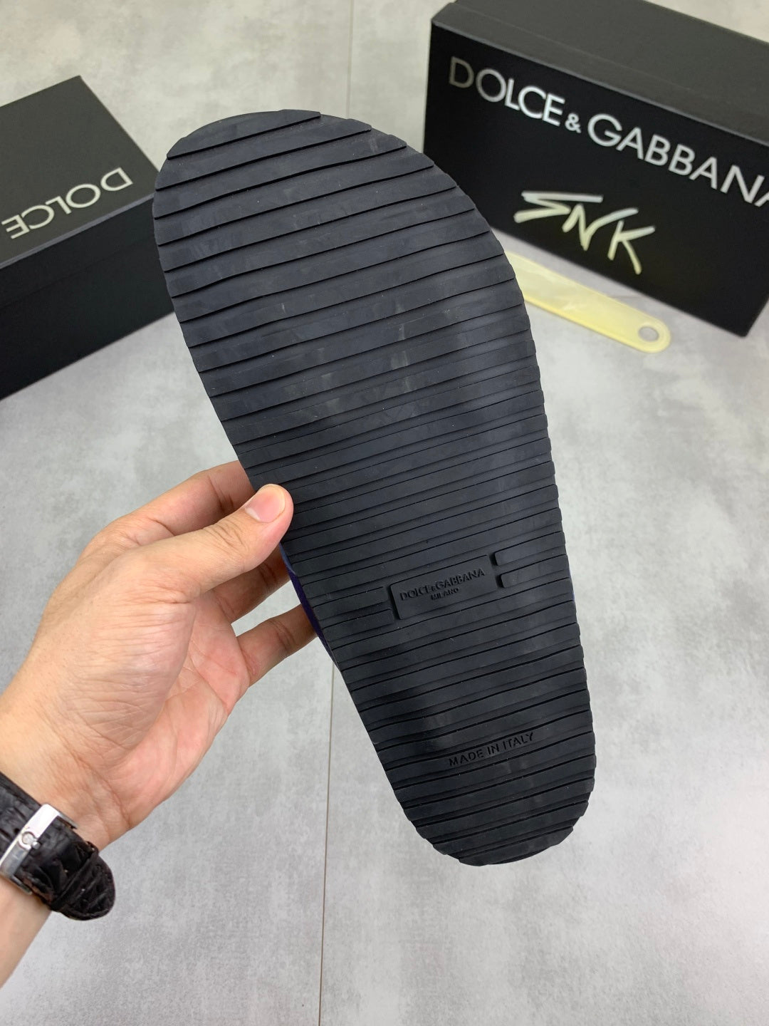 Dolce & Gabbana DG Men's Handcrafted Calfskin Slides Multi-Color