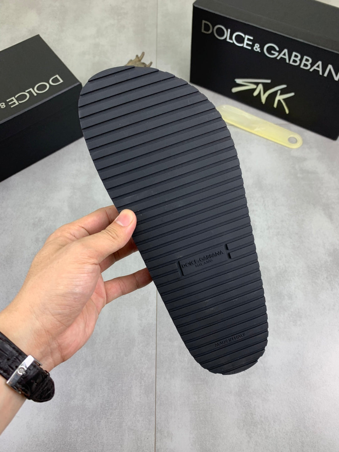 Dolce & Gabbana DG Men's Handcrafted Calfskin Slides Multi-Color