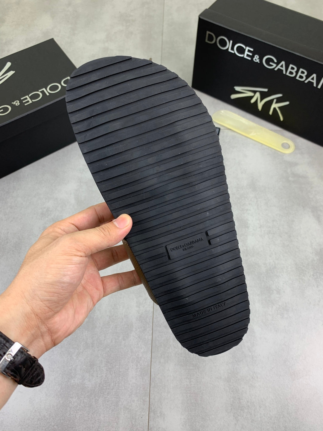Dolce & Gabbana DG Men's Handcrafted Calfskin Slides Multi-Color