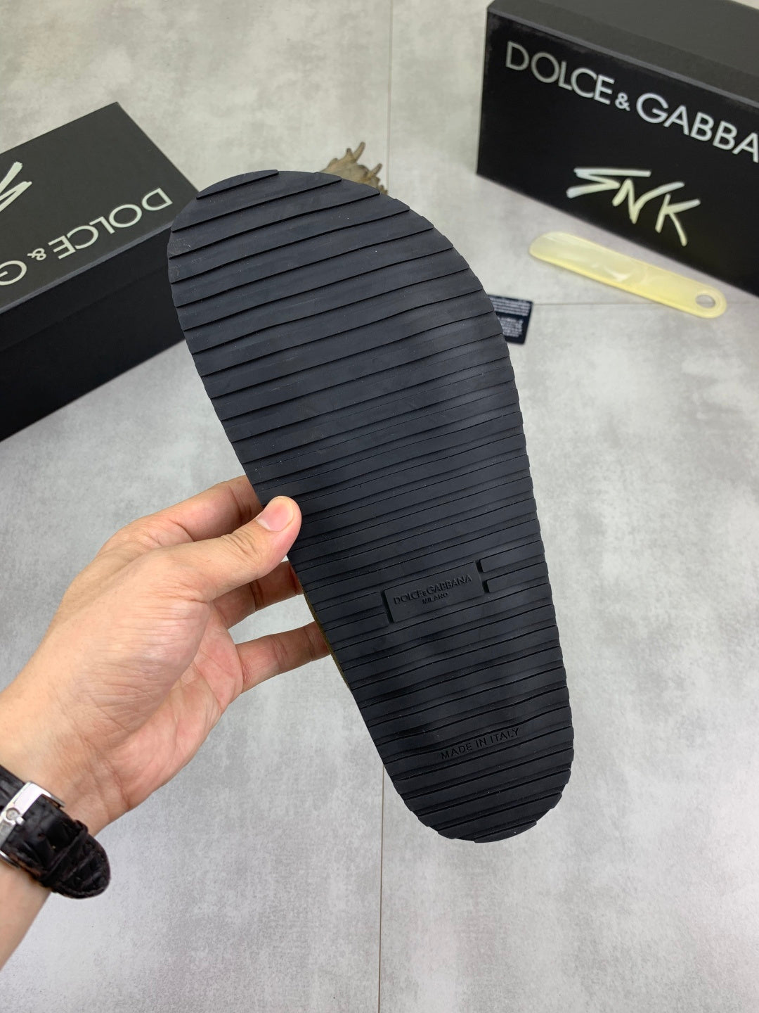 Dolce & Gabbana DG Men's Handcrafted Calfskin Slides Multi-Color