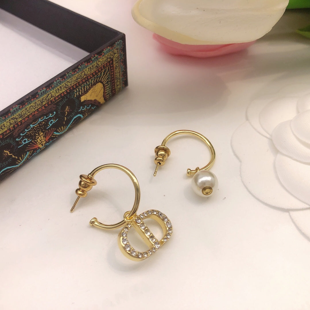 yellow 925 sterling silver crystal inlaid Hook Earrings for women - alternate angle view 9
