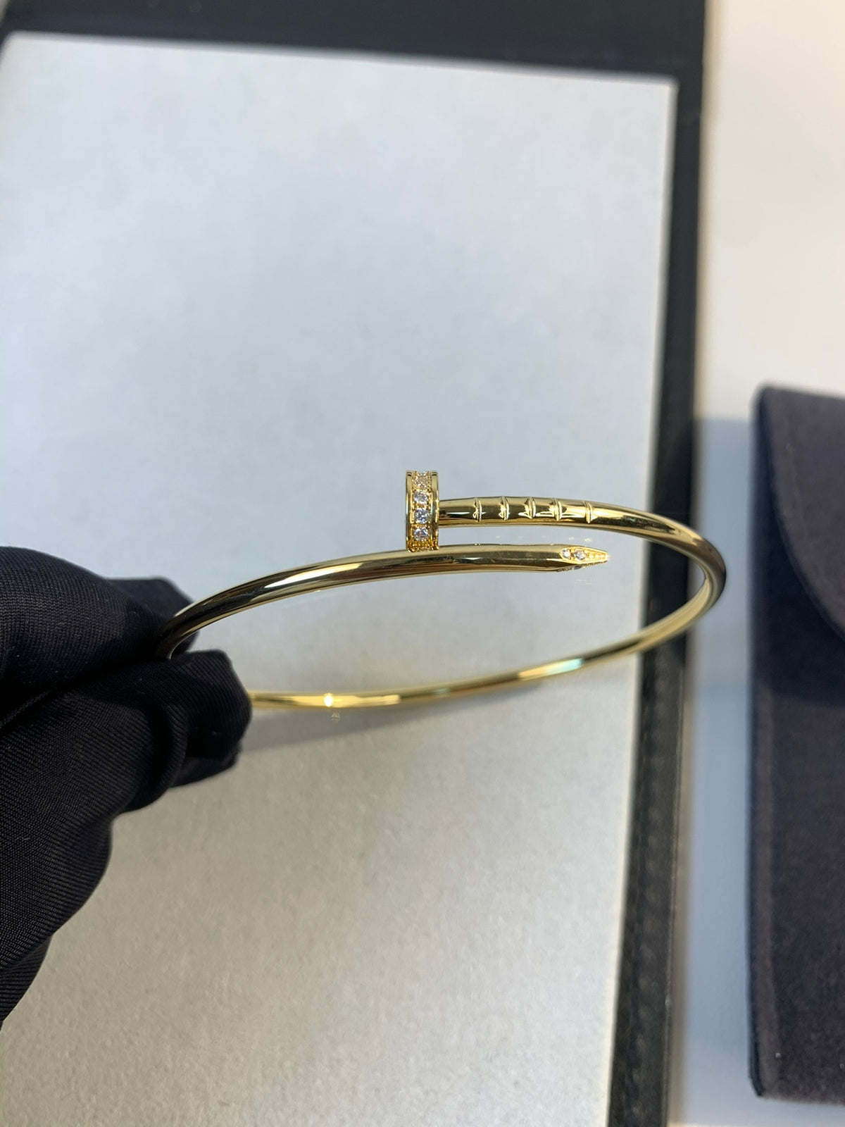 gold crystal crystal inlaid Bangle for women - alternate angle view 9