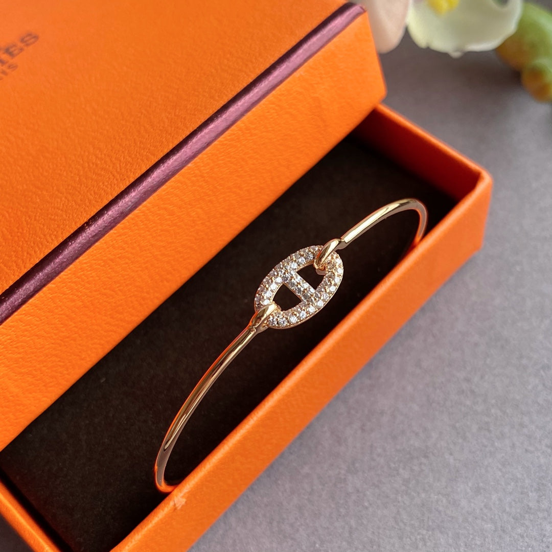 rose gold crystal rose Bangle for women - alternate angle view 8