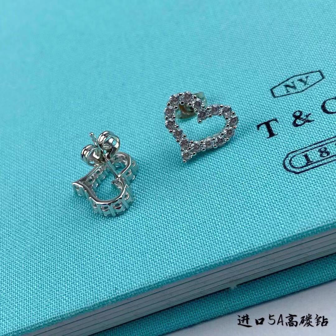 gold cubic zirconia heart Stud Earrings for women - alternate angle view 9
