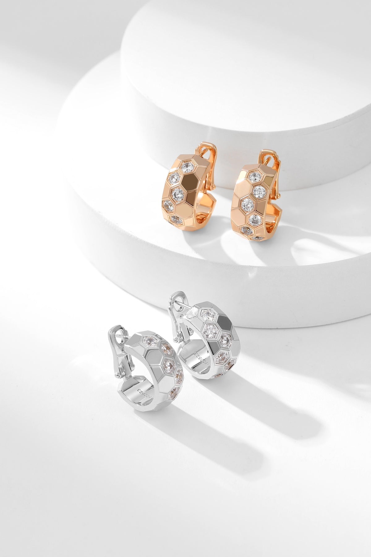 gold crystal crystal inlaid Drop Earrings for women - alternate angle view 9