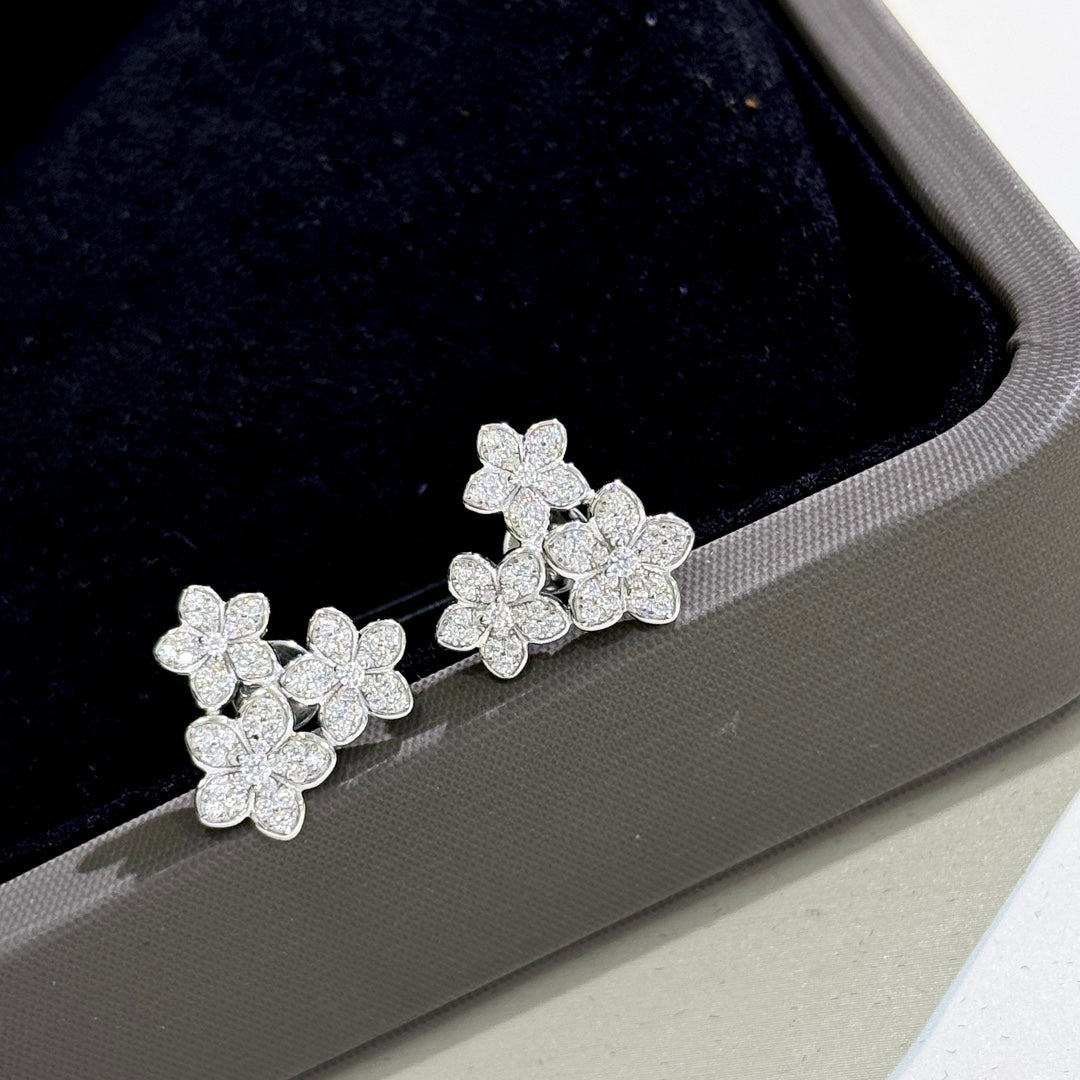 gold floral Stud Earrings for women - alternate angle view 9