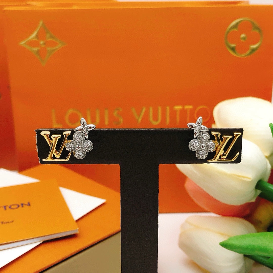silver brass Stud Earrings for women - alternate angle view 6