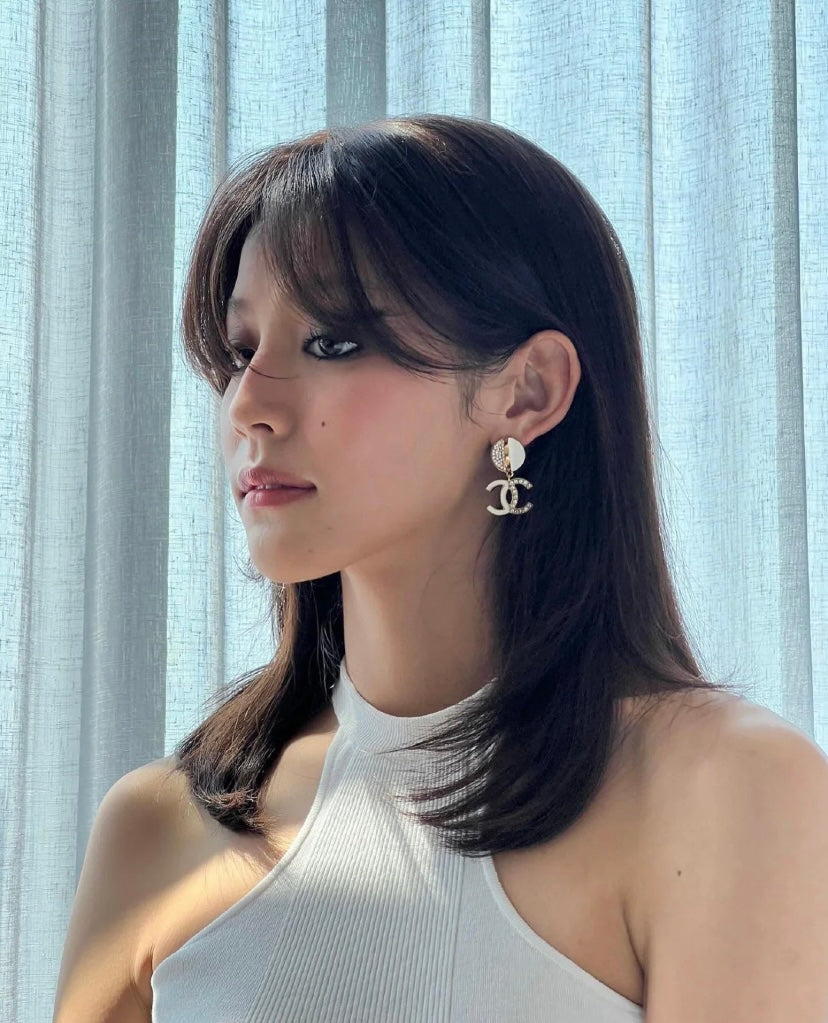 white crystal stylish Stud Earrings for women - alternate angle view 9