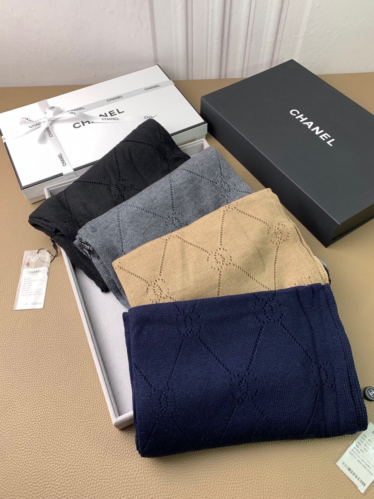 beige velvet hollow Scarf for women - alternate angle view 9