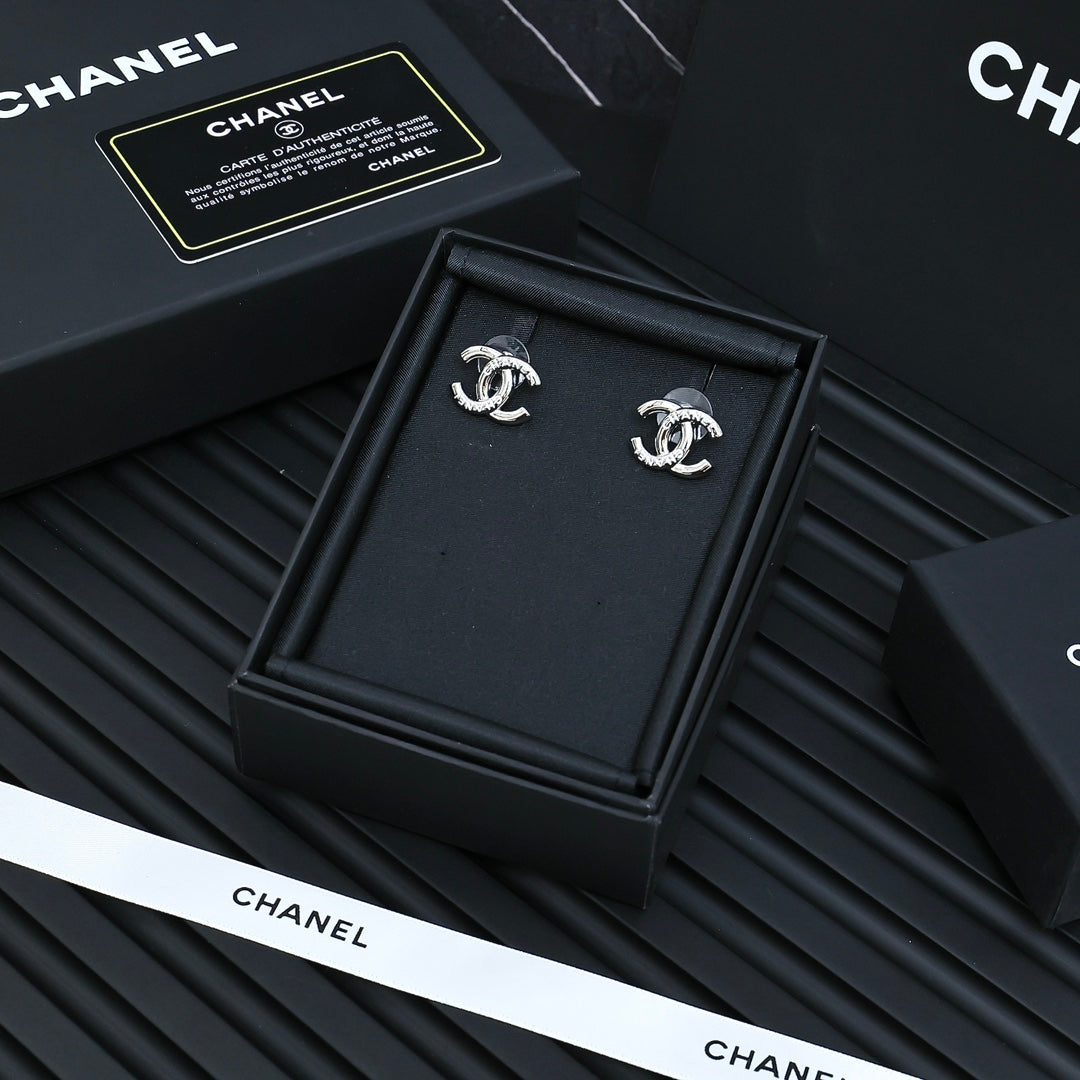 enamel double c Stud Earrings for women - alternate angle view 6