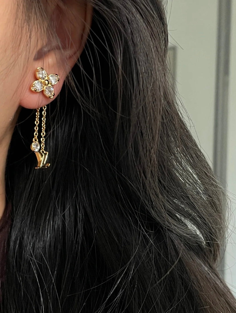 crystal clover Drop Earrings for women - alternate angle view 8