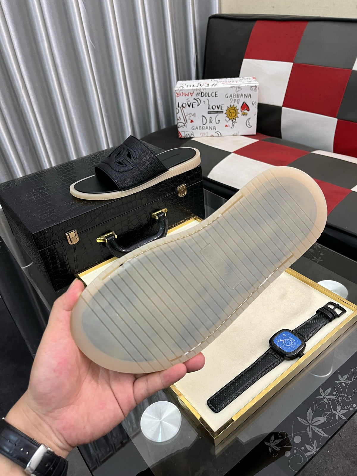 Dolce & Gabbana DG Men's PVC Slides with Molded TPU Sole