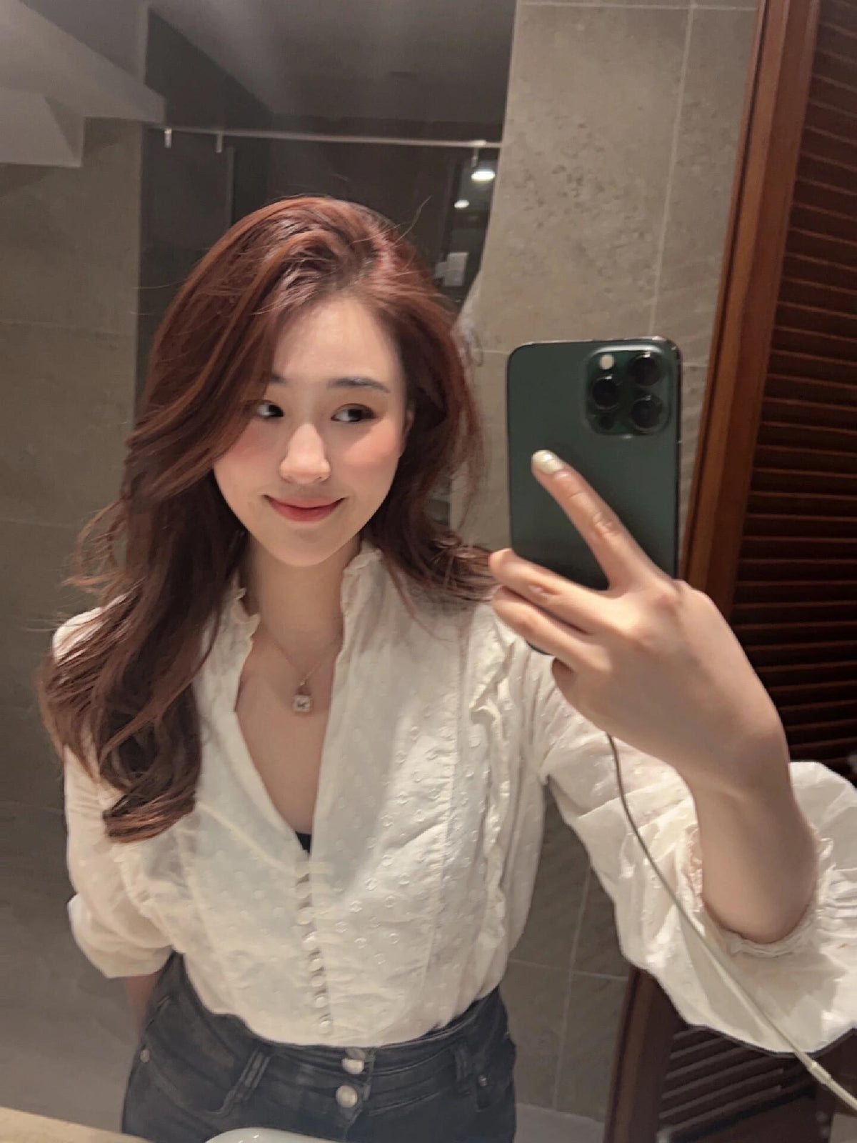 rose gold crystal rose Necklace for women - alternate angle view 10