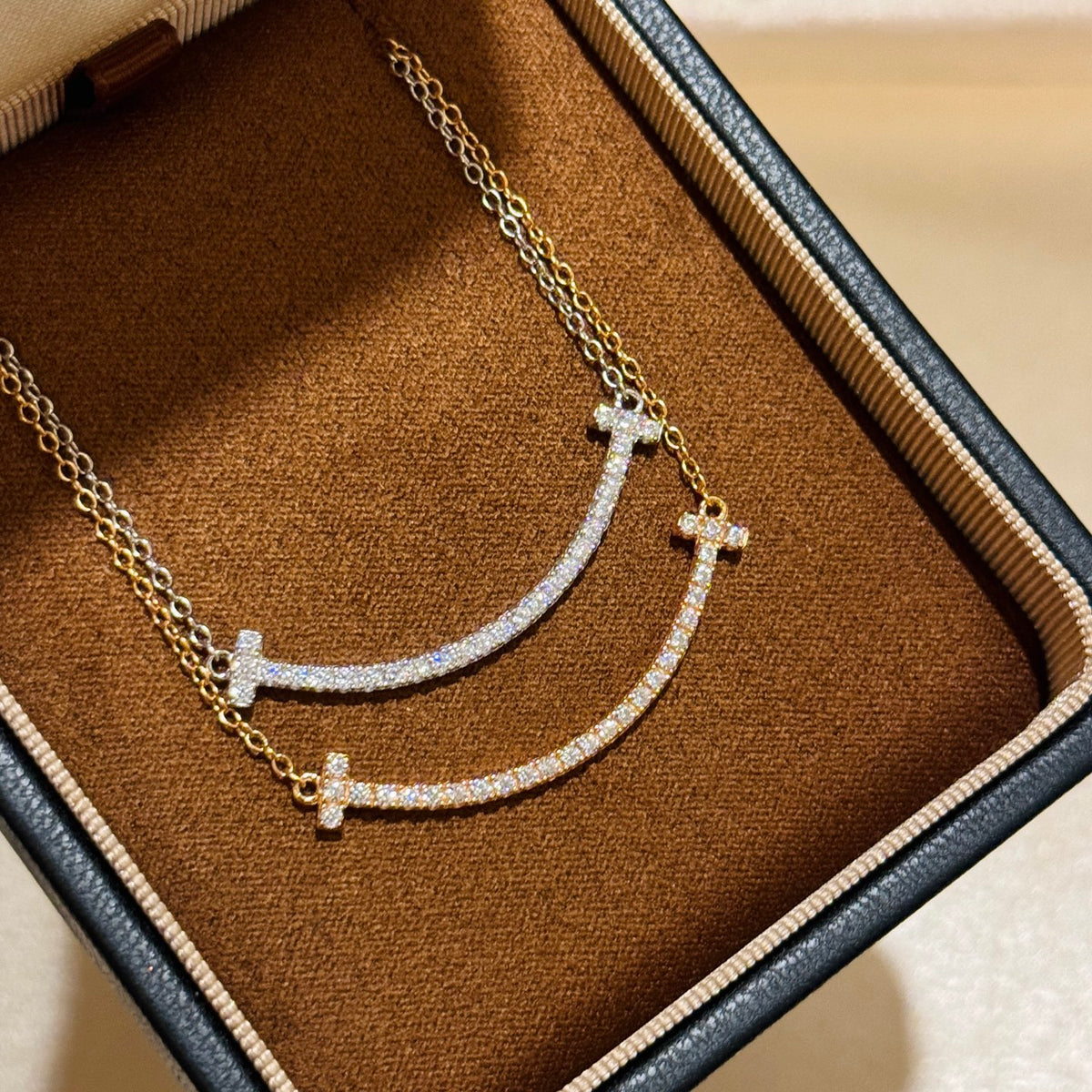 rose gold crystal rose Necklace for women - alternate angle view 8