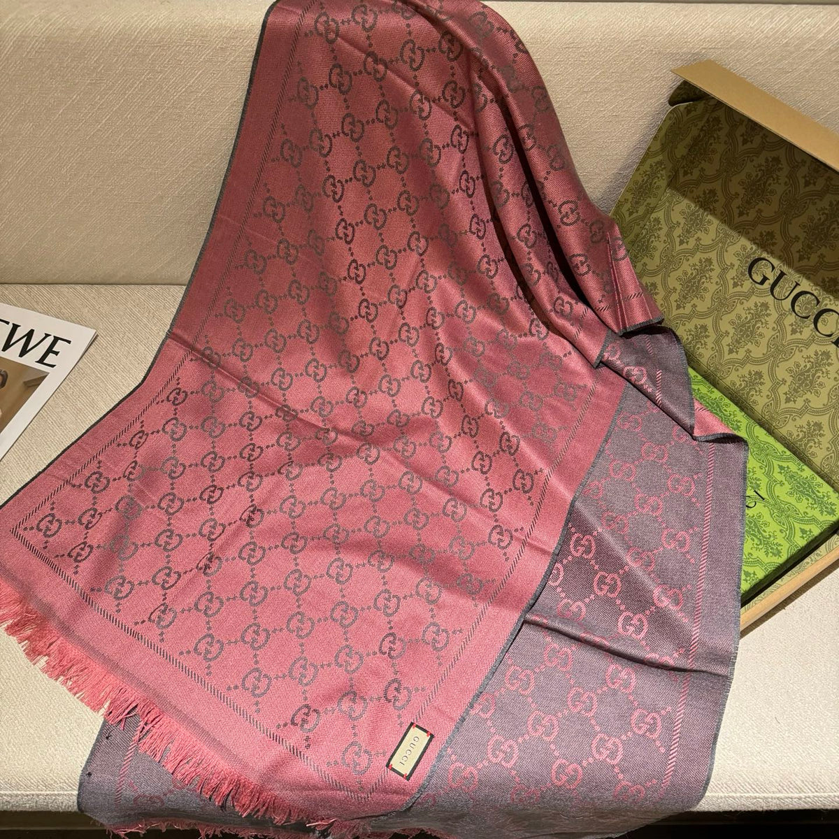 multicolor wool luxury Shawl for women - alternate angle view 9