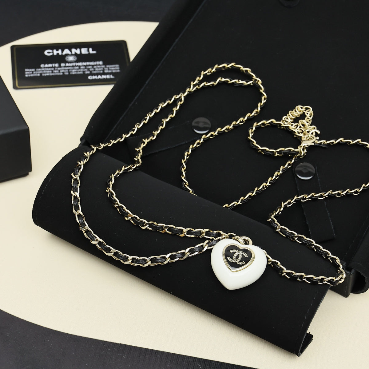 black and white enamel heart Waist Chain for women - alternate angle view 7