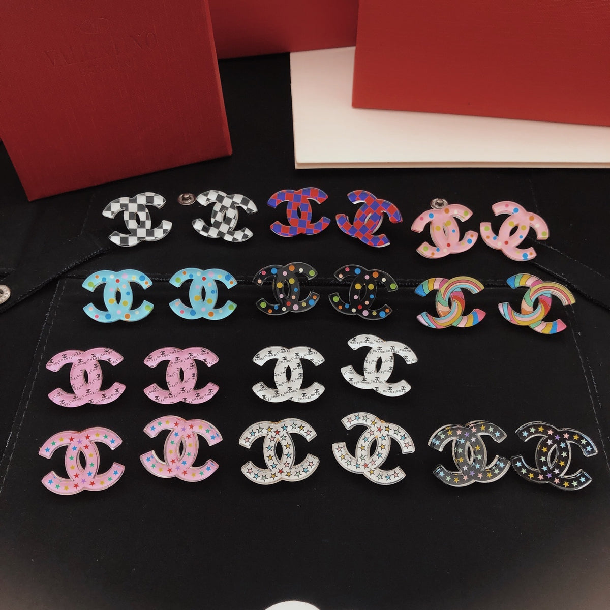 pink brass Stud Earrings for women - alternate angle view 10