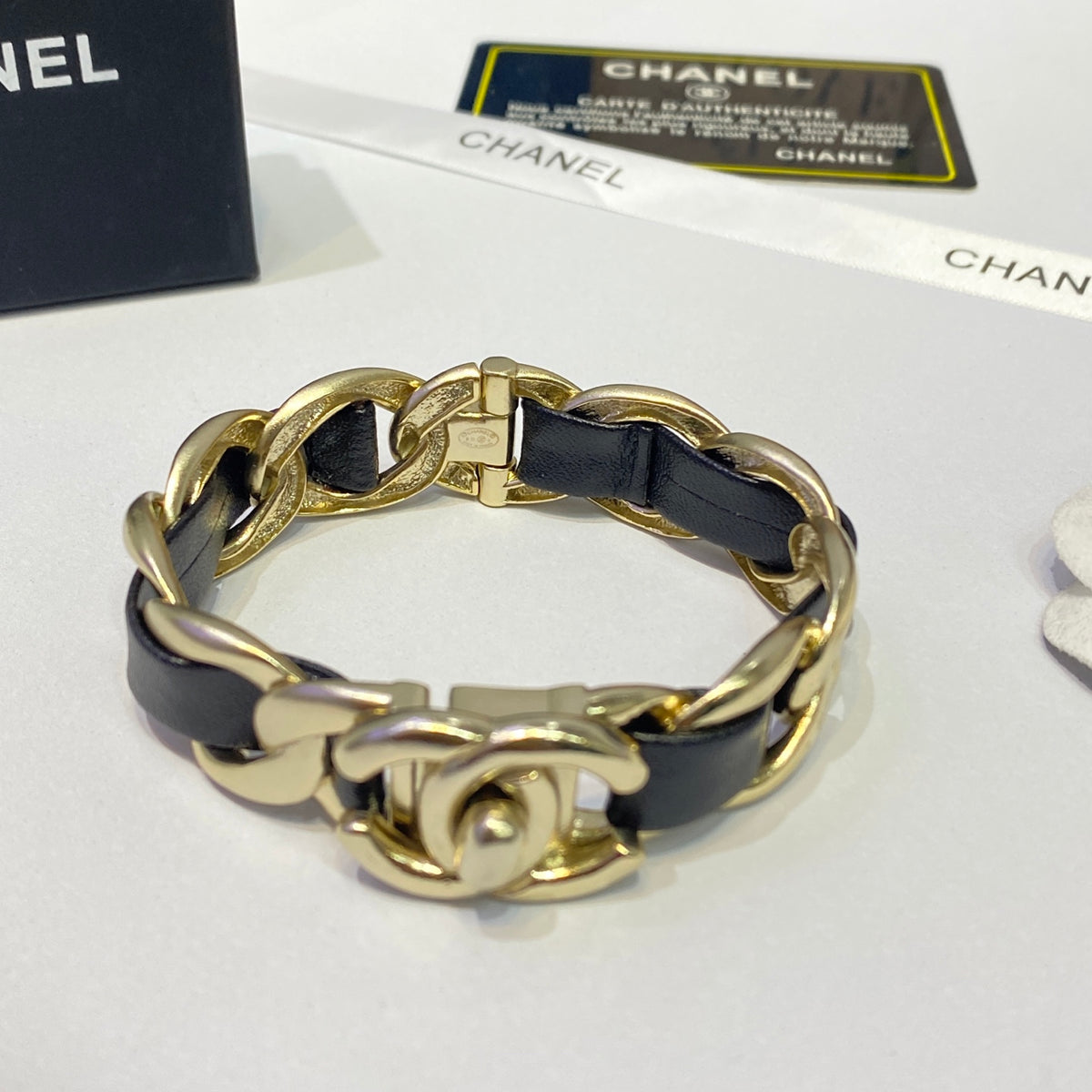 gold leather double c Bangle for women - alternate angle view 6