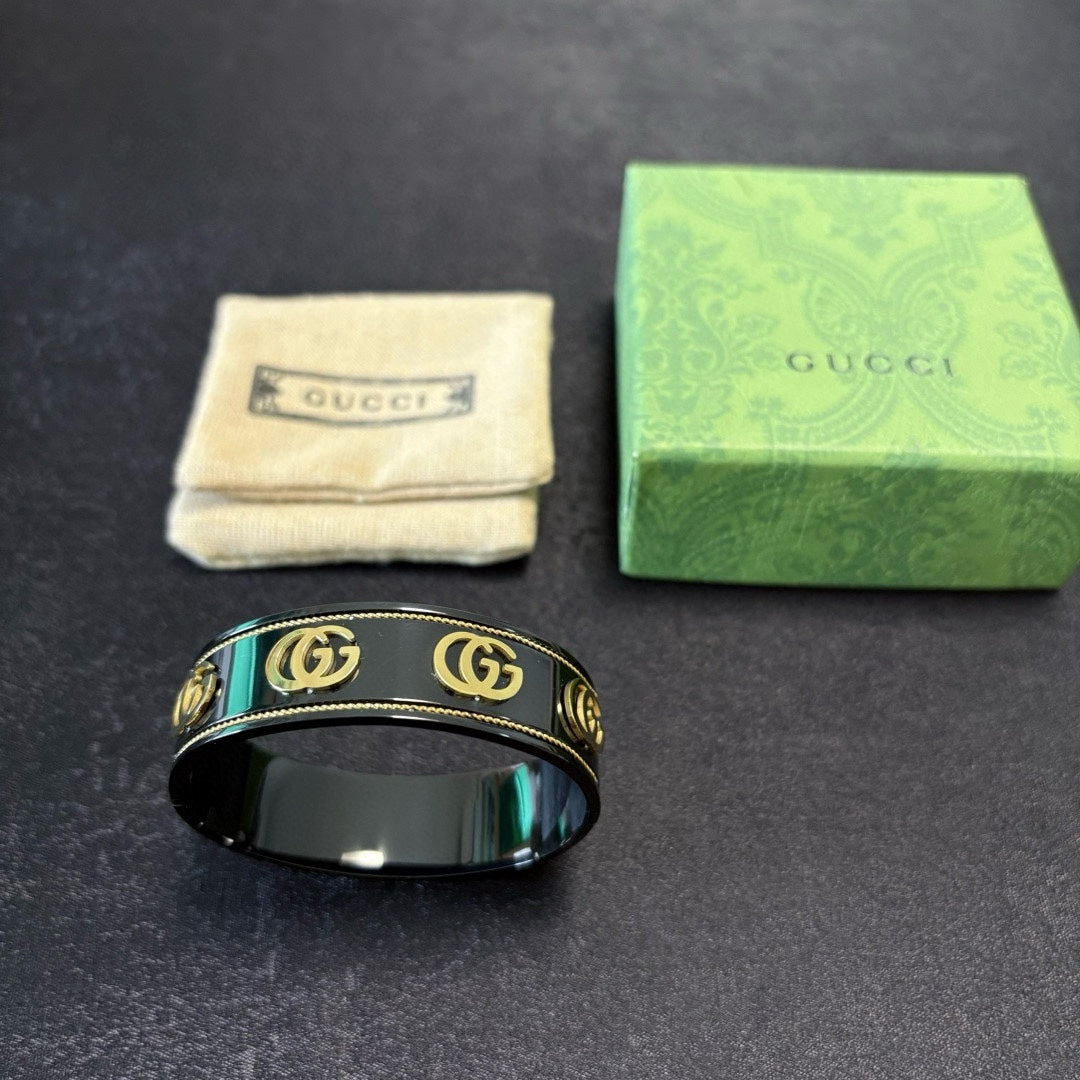 black double g Bangle for unisex couple - alternate angle view 9