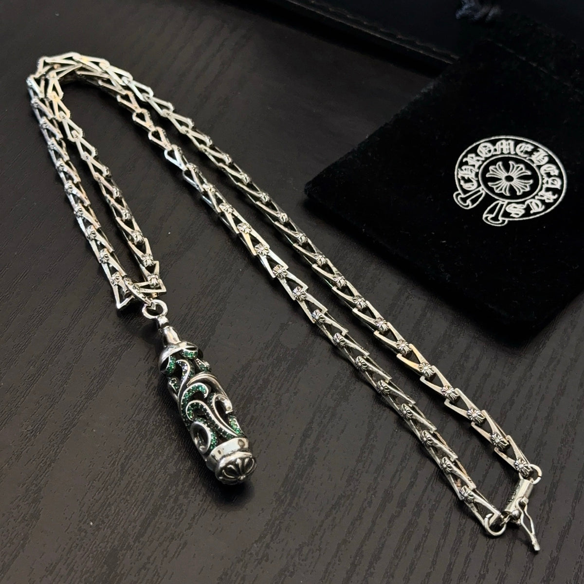 antique crystal cross Pendant for men - alternate angle view 9