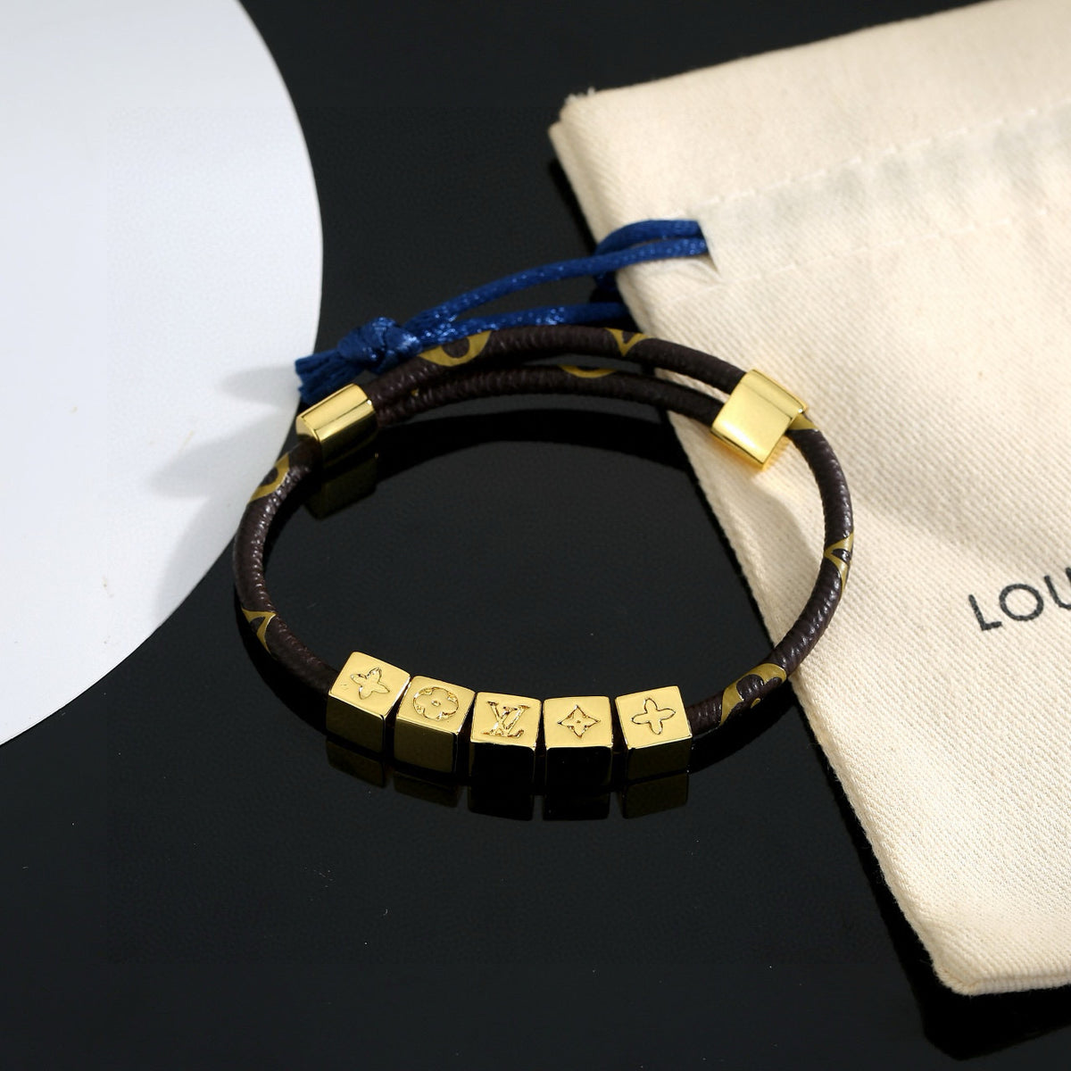 gold genuine leather delicate Bracelet for men - alternate angle view 6
