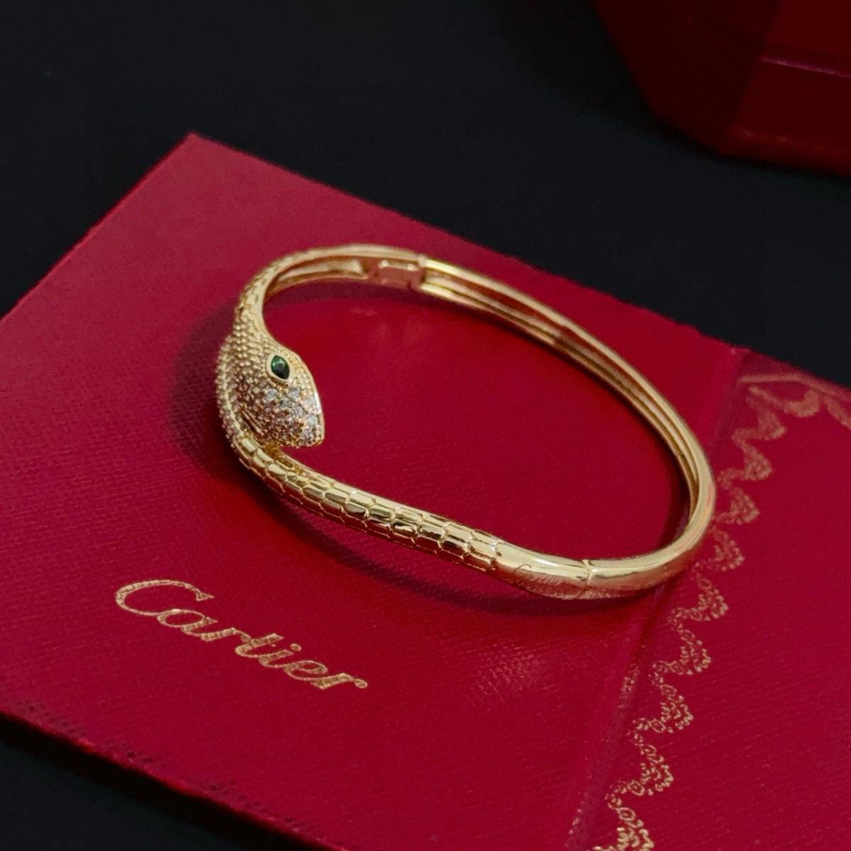 gold crystal floral Bangle for men - alternate angle view 9