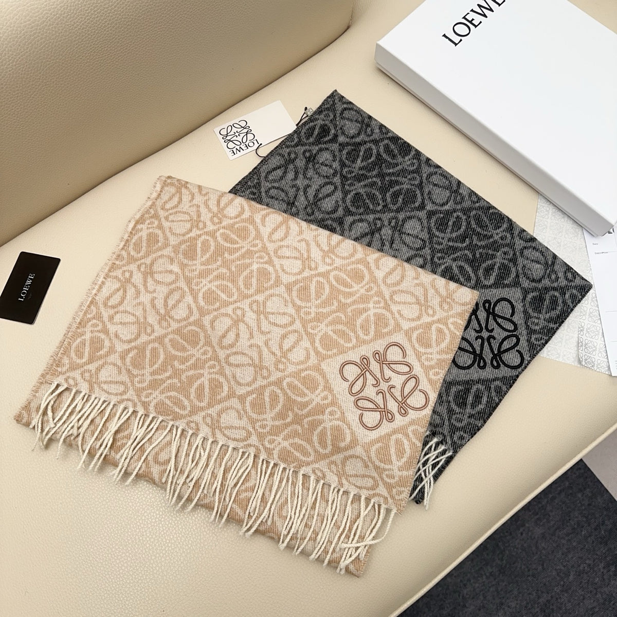 tan embossed Scarf for women - alternate angle view 9