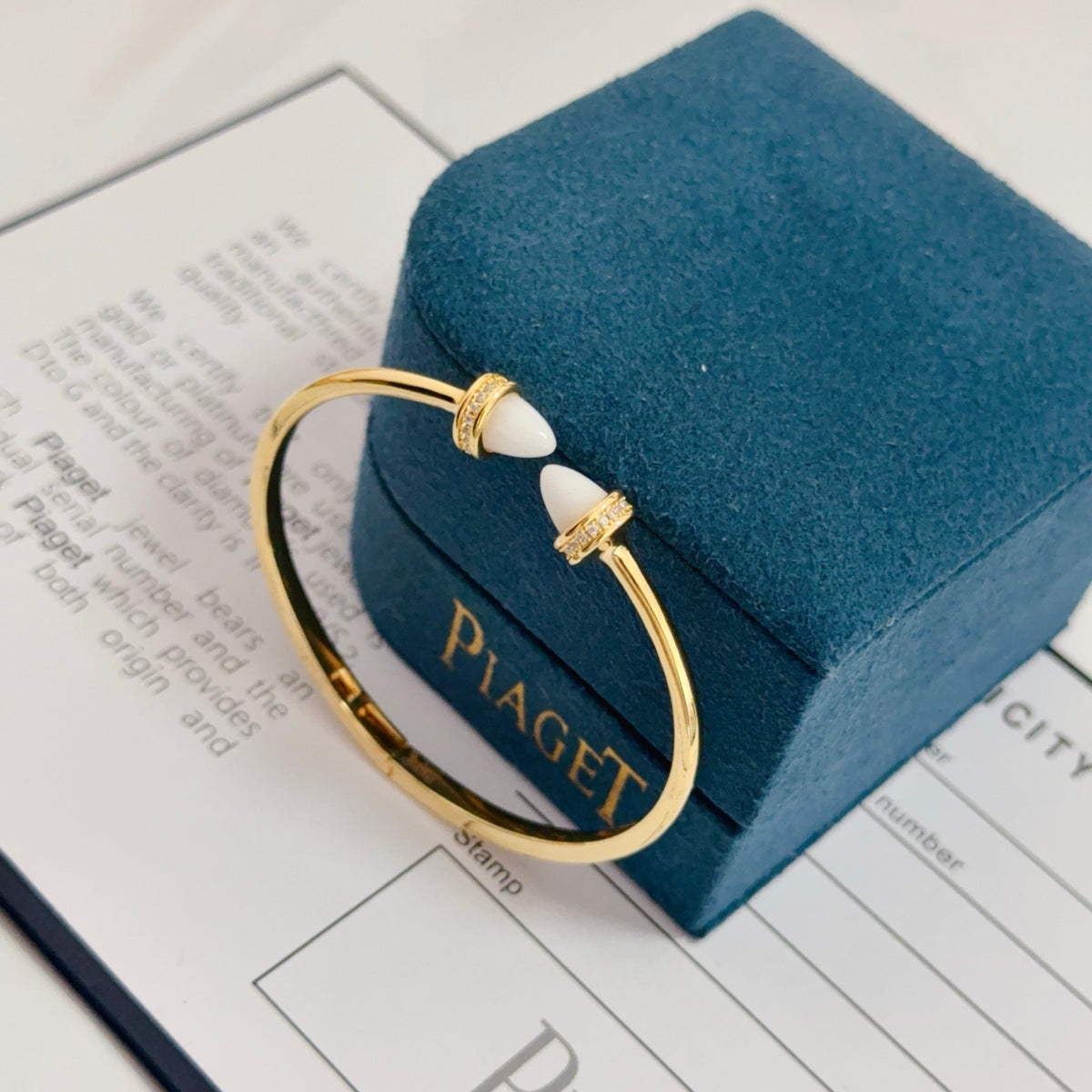 gold crystal inlaid Bangle for women - alternate angle view 9